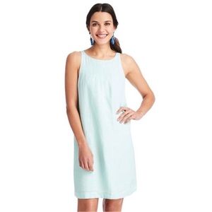 NWT Vinyard Vines Linen Pintuck Swing Dress in crystal blue.